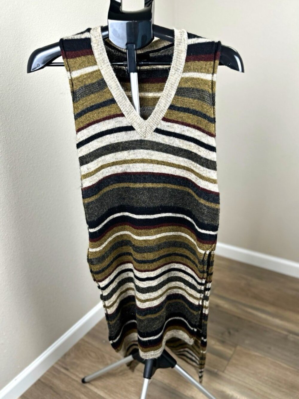 Zara Women’s S Multicolor Striped Sleeveless Midi Sweater Dress Wool Blend